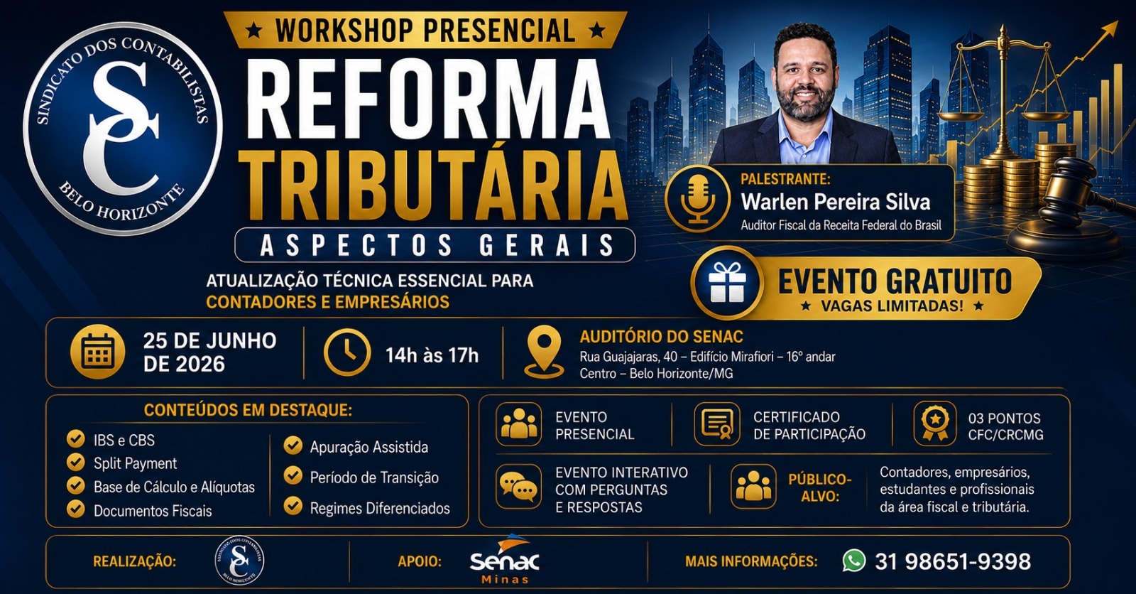 Cod. 0636/2026 – WORKSHOP! (Reforma Tributária Aspectos Gerais) *Auditor da Receita Federal, Presencial!